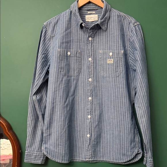 Denim & Supply Ralph Lauren Other - Denim & Supply Ralph Lauren Navy Pinstripe Casual Shirt Mens L Slim Fit